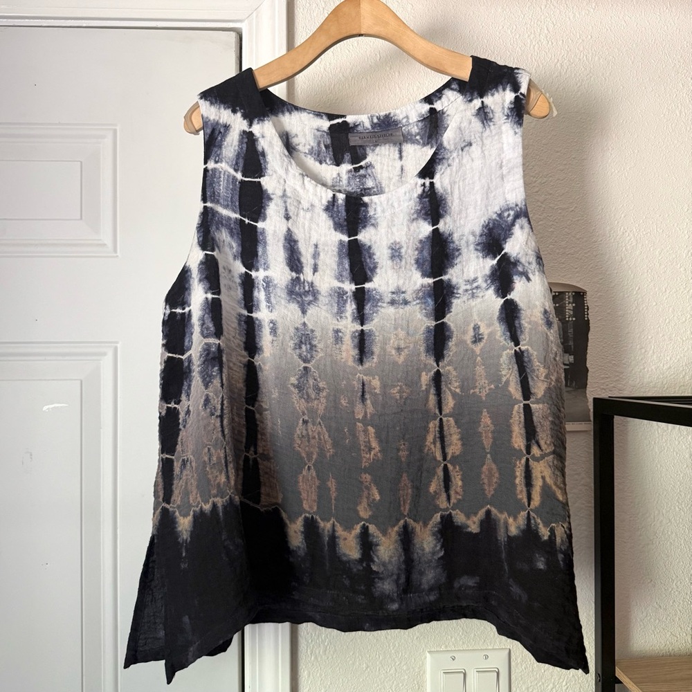 ELEVEN STITCH DESIGN multicolor‎ ombre tie dye rayon boxy cropped tank top